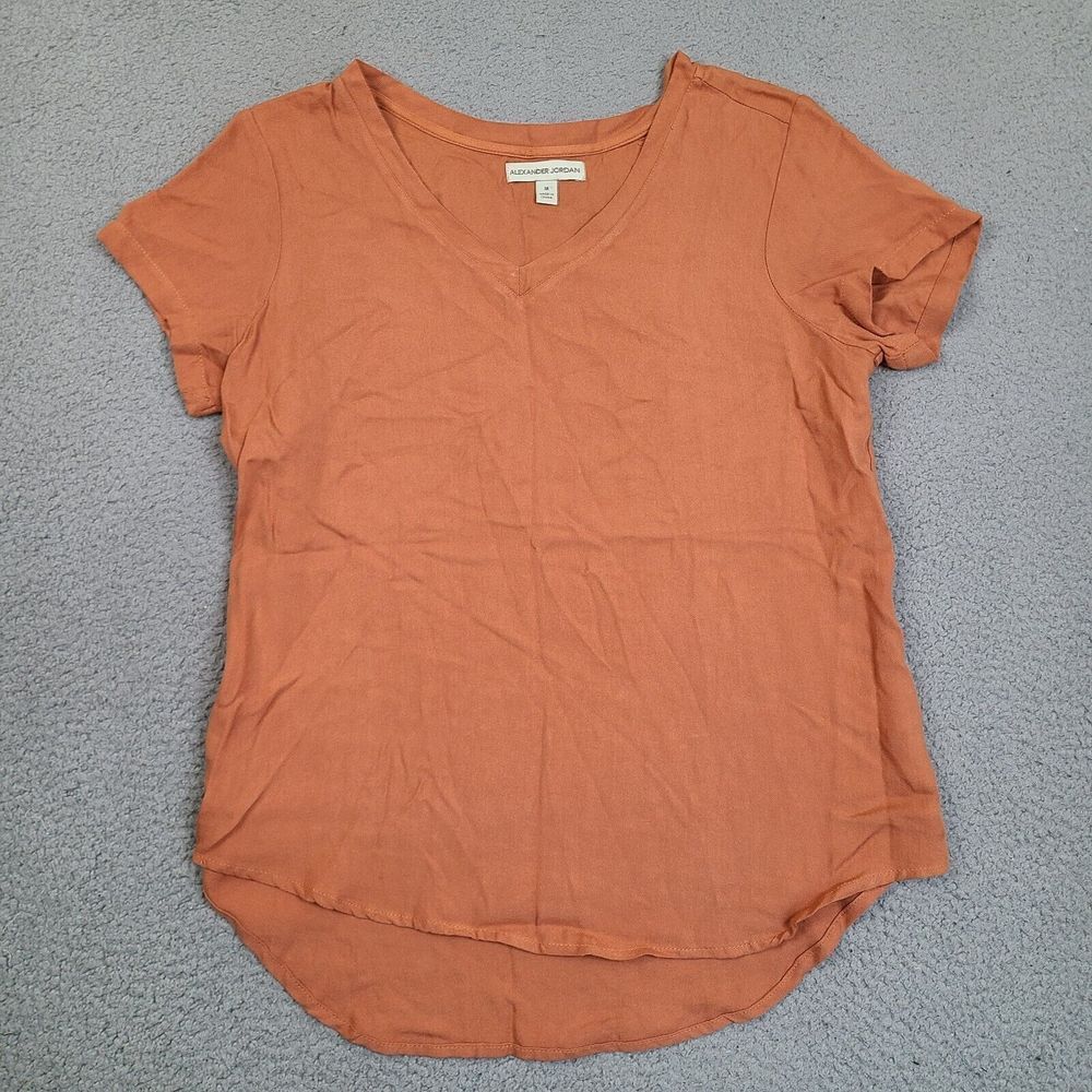 Alexander Jordan T-Shirt Womens Medium Orange Rayon Short‎ Sleeve